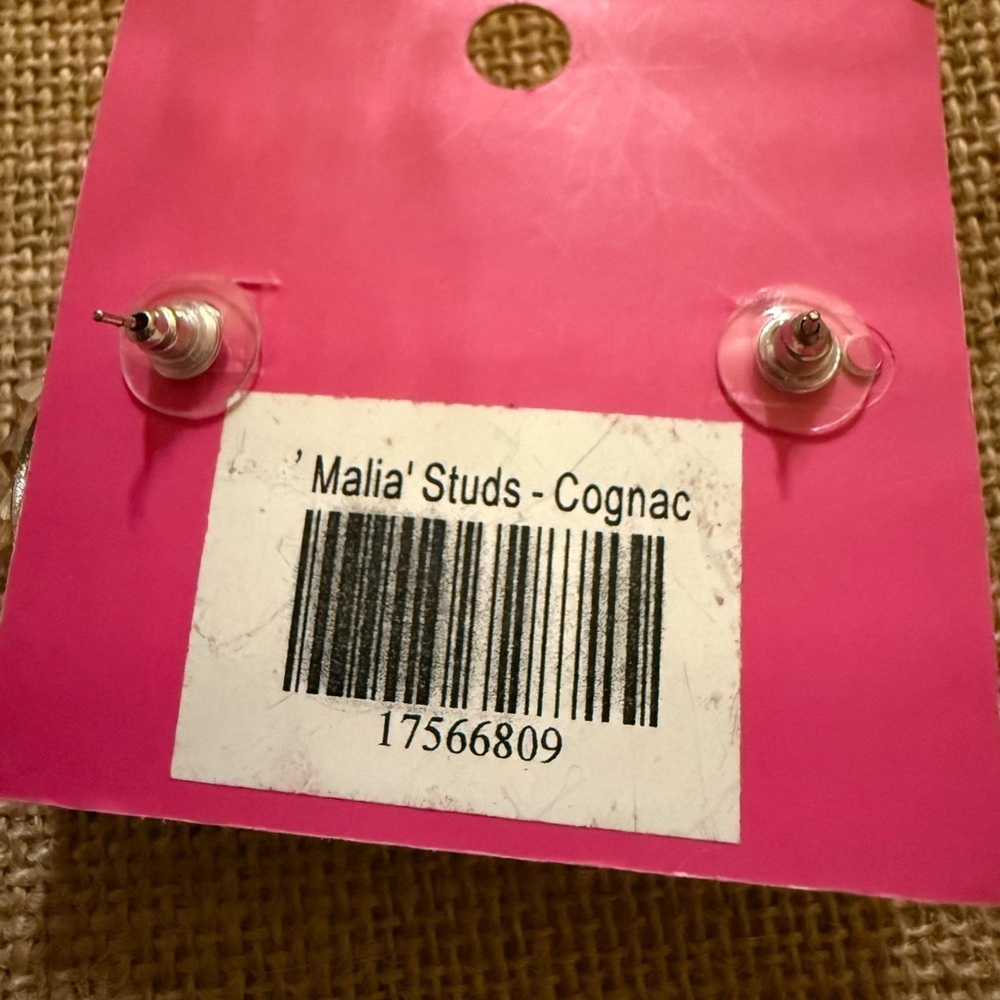 Sassy Jones Sparkling Cognac Malia Glass Stud Earrings - Picture 3 of 3